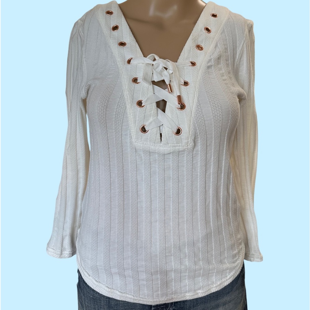 Free People Ribbed Beige Top Sz S